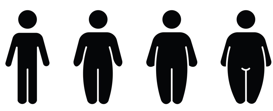 Ilustração do efeito rebote com variação de peso corporal do magro ao obeso